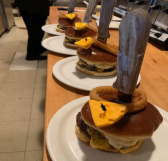 BURGERS SO BIG WE INCLUDE A LARGE KNIFE TO CUT IT